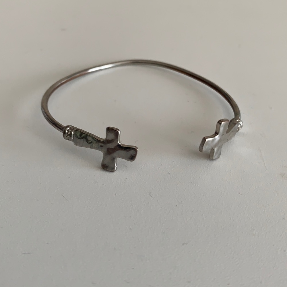 Handcrafted Silver Cross Wrap Bracelet OSFA